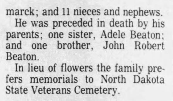 Clipping from The Bismarck Tribune
